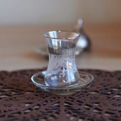 GRAVÜR DESENLİ ÇAY SETİ - GÜMÜŞ
