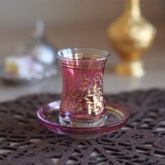 LÜSTER SARMAŞIK ÇAY SETİ - PEMBE