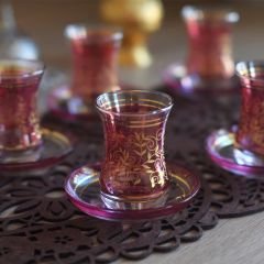 LÜSTER SARMAŞIK ÇAY SETİ - PEMBE