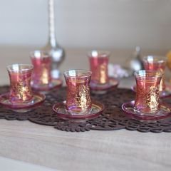 LÜSTER SARMAŞIK ÇAY SETİ - PEMBE