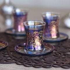 LÜSTER SARMAŞIK ÇAY SETİ - LACİVERT