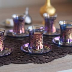 LÜSTER SARMAŞIK ÇAY SETİ - LACİVERT