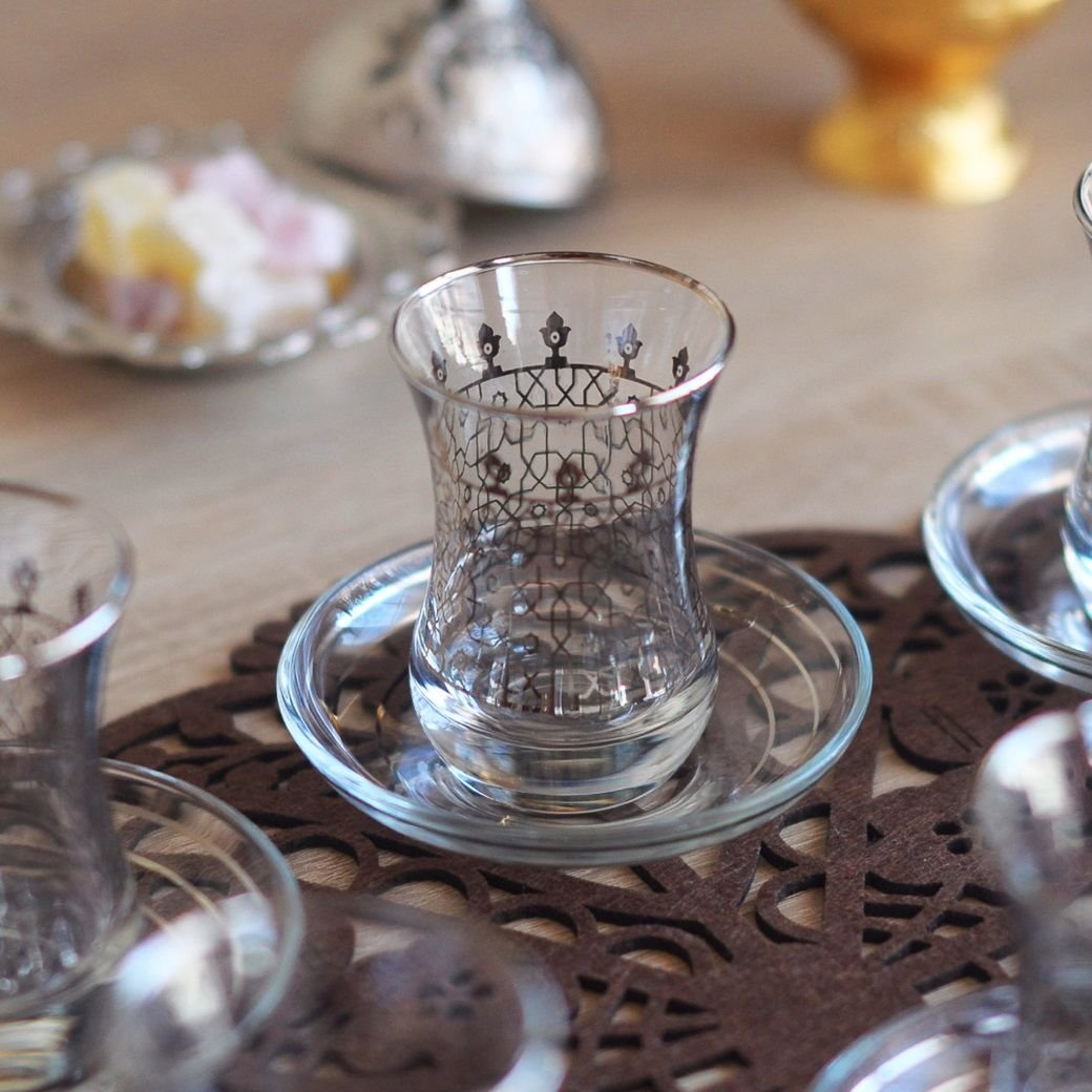 SELÇUKLU DESENLİ ÇAY SETİ - GÜMÜŞ