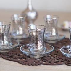 SELÇUKLU DESENLİ ÇAY SETİ - GÜMÜŞ