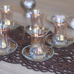 SELÇUKLU DESENLİ ÇAY SETİ - ALTIN