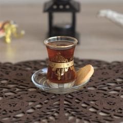 DANTEL GÖBEK GRAVÜR ÇAY SETİ - ALTIN