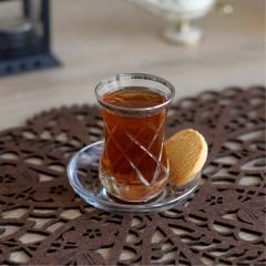 BAKLAVA KESME DESENLİ ÇAY SETİ - GÜMÜŞ
