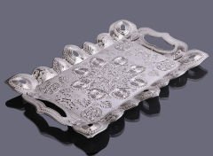 METAL DİKDÖRTGEN SUNUM TEPSİSİ - GÜMÜŞ