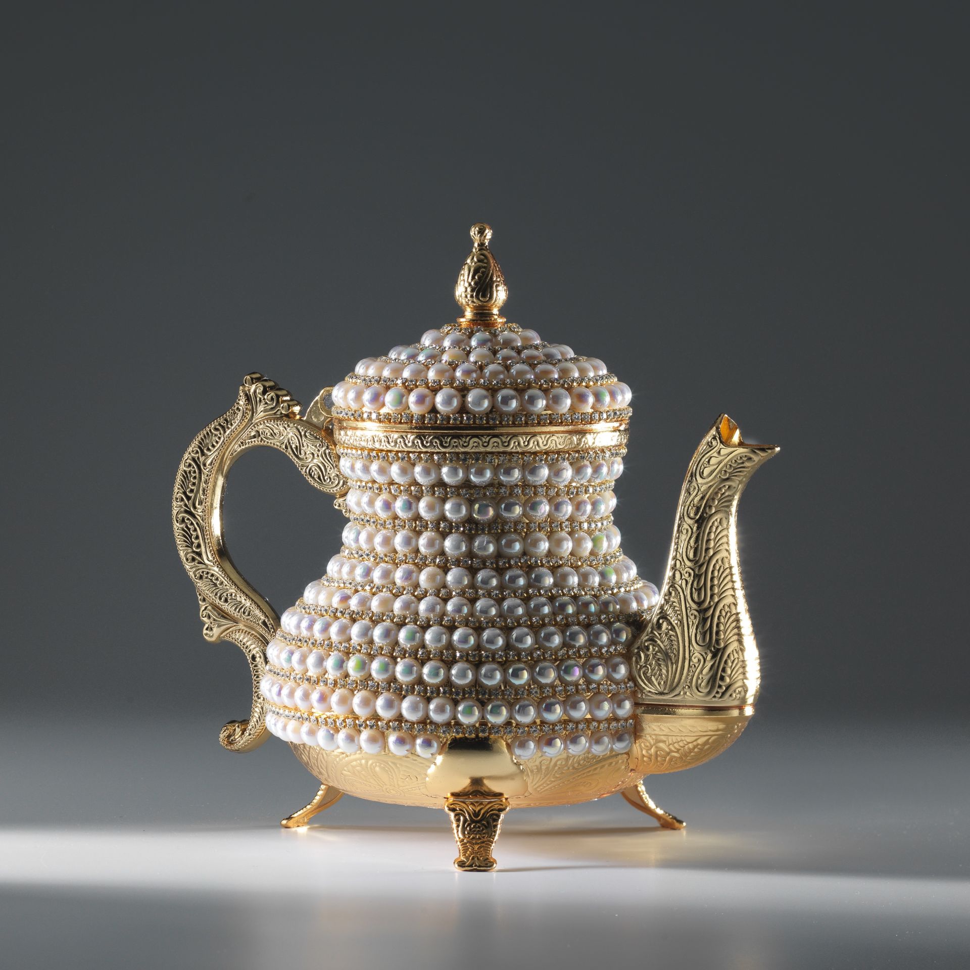 METAL İNCİ TAŞLI DEMLİK - ALTIN