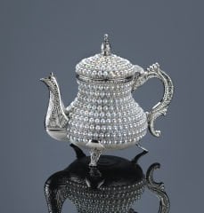 METAL İNCİ TAŞLI DEMLİK - GÜMÜŞ