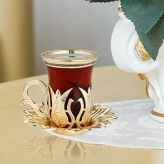 METAL KAPLAMA AHSEN ÇAY SETİ - ALTIN