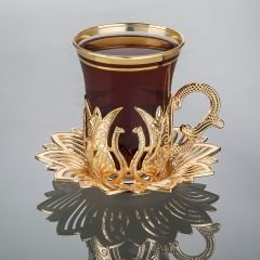 METAL KAPLAMA AHSEN ÇAY SETİ - ALTIN