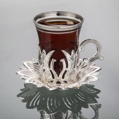 METAL KAPLAMA AHSEN ÇAY SETİ - GÜMÜŞ