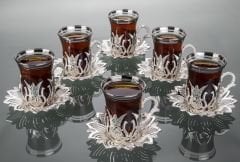 METAL KAPLAMA AHSEN ÇAY SETİ - GÜMÜŞ