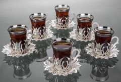 METAL KAPLAMA AHSEN ÇAY SETİ - GÜMÜŞ