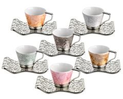 SELÇUKLU KARIŞIK KAHVE SETİ - GÜMÜŞ