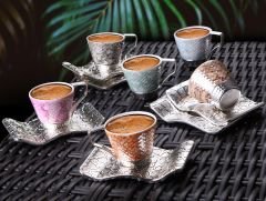 SELÇUKLU KARIŞIK KAHVE SETİ - GÜMÜŞ