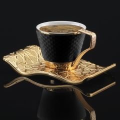SELÇUKLU SİYAH KAHVE SETİ - ALTIN