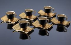 SELÇUKLU SİYAH KAHVE SETİ - ALTIN