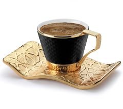 SELÇUKLU SİYAH KAHVE SETİ - ALTIN