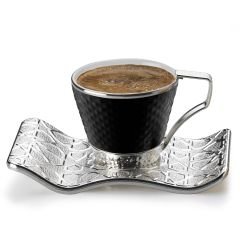 SELÇUKLU SİYAH KAHVE SETİ - GÜMÜŞ