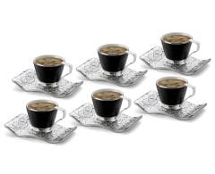 SELÇUKLU SİYAH KAHVE SETİ - GÜMÜŞ