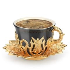 AHSEN TİRYAKİ SİYAH KAHVE SETİ - ALTIN