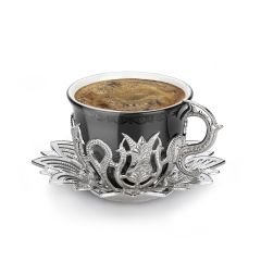 AHSEN TİRYAKİ SİYAH KAHVE SETİ - GÜMÜŞ