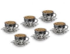 AHSEN TİRYAKİ SİYAH KAHVE SETİ - GÜMÜŞ