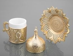 AHSEN TEKLİ METAL KAPLAMA KAHVE FİNCANI - ALTIN
