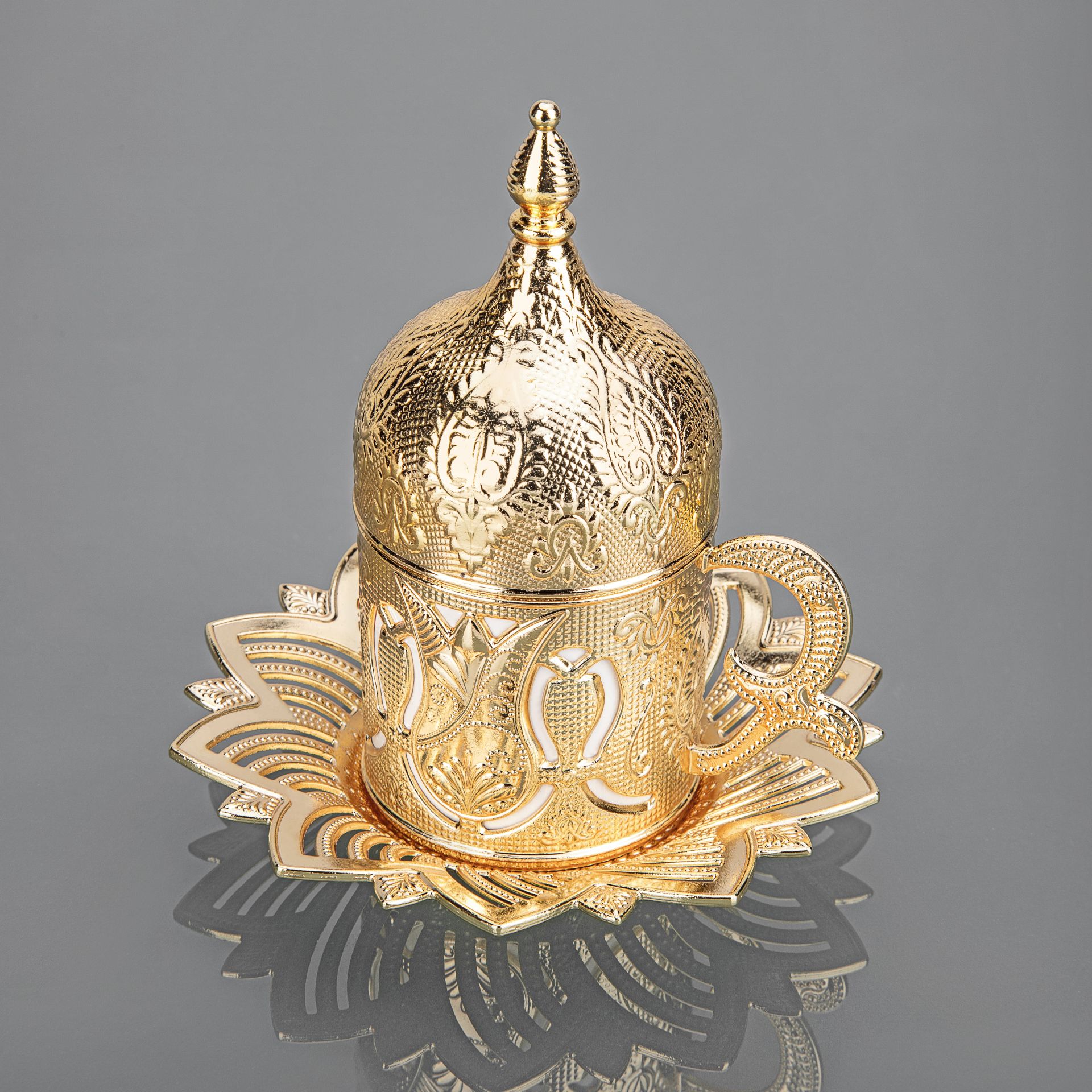 AHSEN TEKLİ METAL KAPLAMA KAHVE FİNCANI - ALTIN