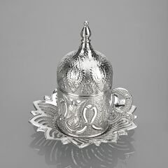 AHSEN TEKLİ METAL KAPLAMA KAHVE FİNCANI - GÜMÜŞ