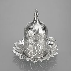 AHSEN TEKLİ METAL KAPLAMA KAHVE FİNCANI - GÜMÜŞ