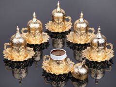 AHSEN METAL KAPLAMA KAHVE SETİ - ALTIN