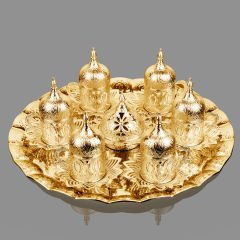 AHSEN METAL KAPLAMA KAHVE SETİ - ALTIN