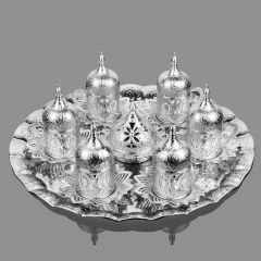 AHSEN METAL KAPLAMA KAHVE SETİ - GÜMÜŞ