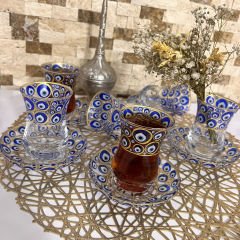 ÇİNİLİ ÇOKLU NAZAR DESENLİ ÇAY SETİ