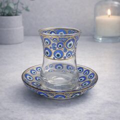 ÇİNİLİ ÇOKLU NAZAR DESENLİ ÇAY SETİ