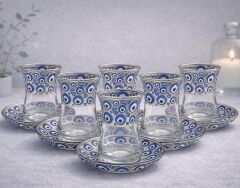 ÇİNİLİ ÇOKLU NAZAR DESENLİ ÇAY SETİ Altılı Set