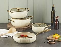 OMS ALLURE 7 PARÇA SERAMİK TENCERE SETİ ALTIN