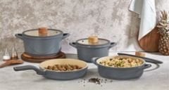 OMS OYSTER 7 PARÇA SERAMİK TENCERE TAVA SETİ Antrasit