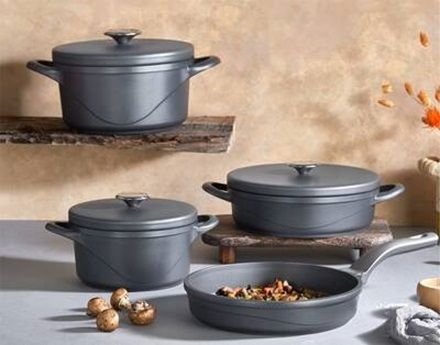 OMS WAVE 7 PARÇA BİOGRANİT YAPIŞMAZ TENCERE TAVA SETİ