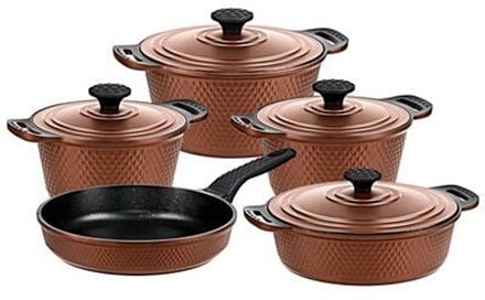 OMS TRİANA 9 PARÇA BİOGRANİT DÖKÜM TENCERE TAVA SETİ Bronz