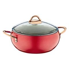 OMS ELEGANT 9 PARÇA TENCERE TAVA SETİ Kırmızı