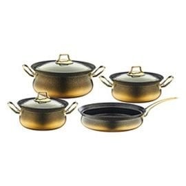 OMS BAKRAÇ 7 PARÇA TENCERE TAVA SETİ Altın