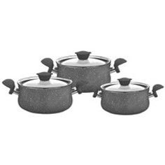 OMS GRANİT GÜVEÇ TENCERE SETİ Gri