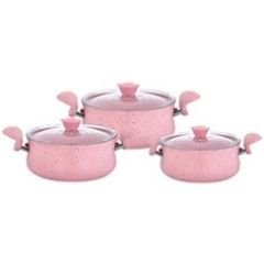 OMS GRANİT GÜVEÇ TENCERE SETİ Pembe
