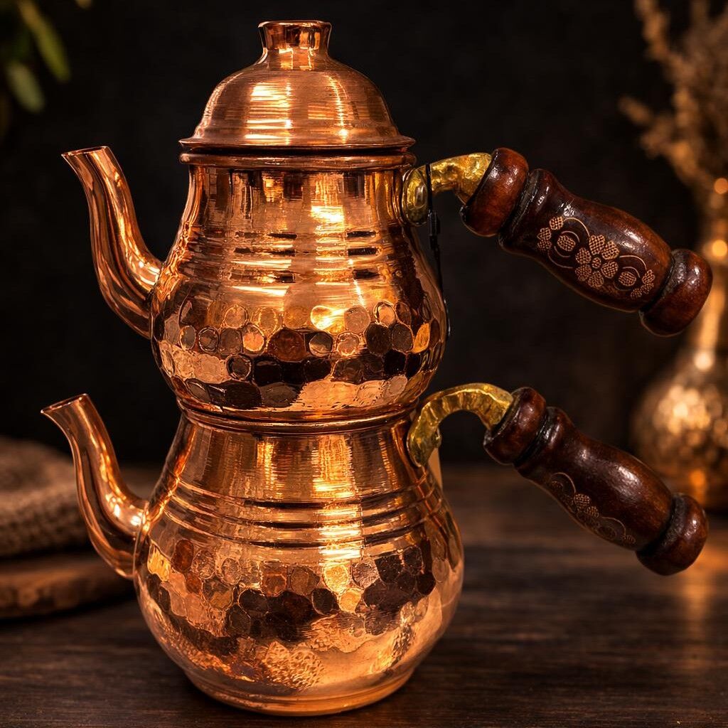 2 KİŞİLİK BAKIR DÖVME KÜÇÜK ÇAYDANLIK – GELENEKSEL ŞIKLIK