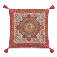 ETNİK MANDALA DESENLİ KIRMIZI 45x45 CM DEKORATİF YASTIK KILIFI