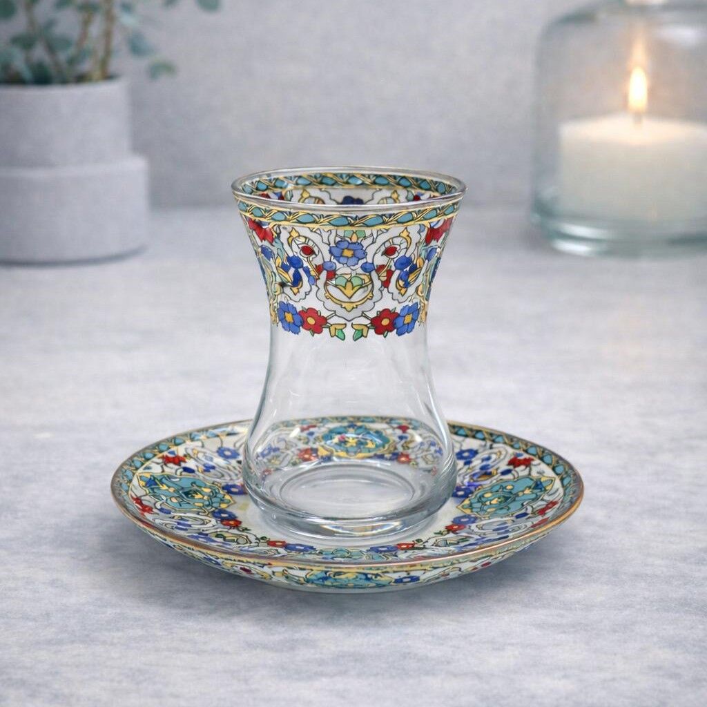 ÇİNİLİ BAHÇE DESENLİ ÇAY SETİ